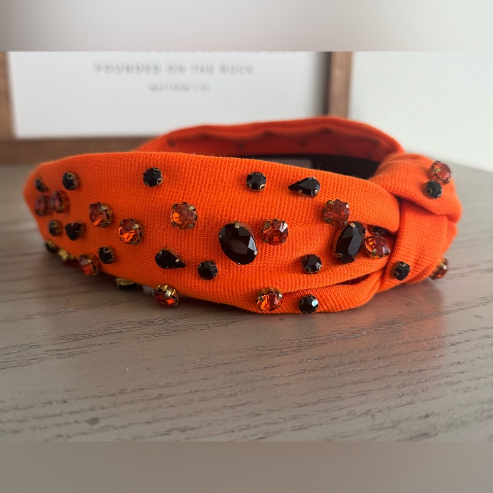 Orange and black Bejeweled Headband